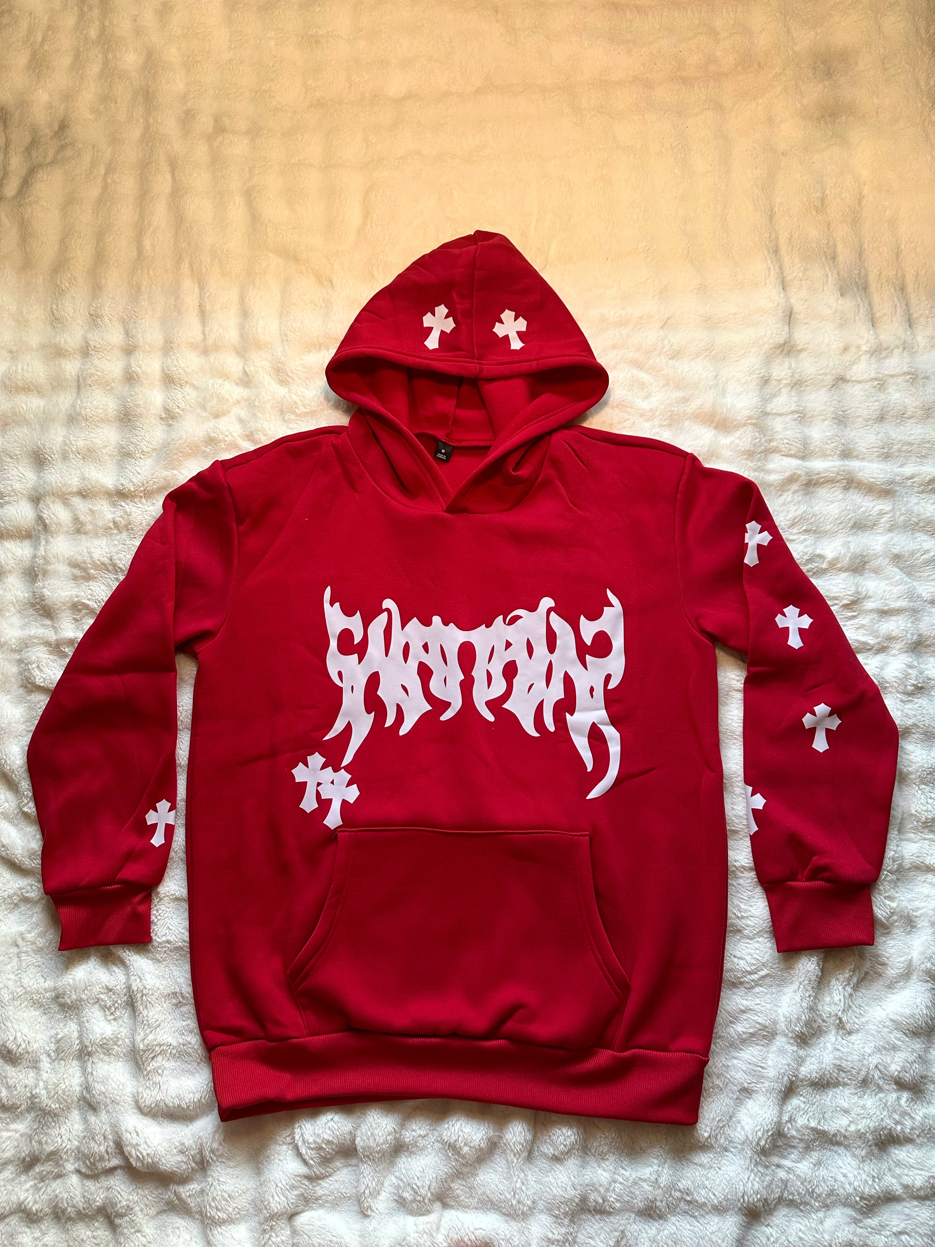 Red Cross Flame Graphic Hoodie
